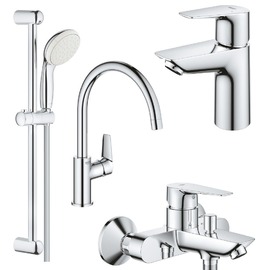 Набор смесителей Grohe Bau Edge New 4 в 1 для ванны и кухни UA123218K0